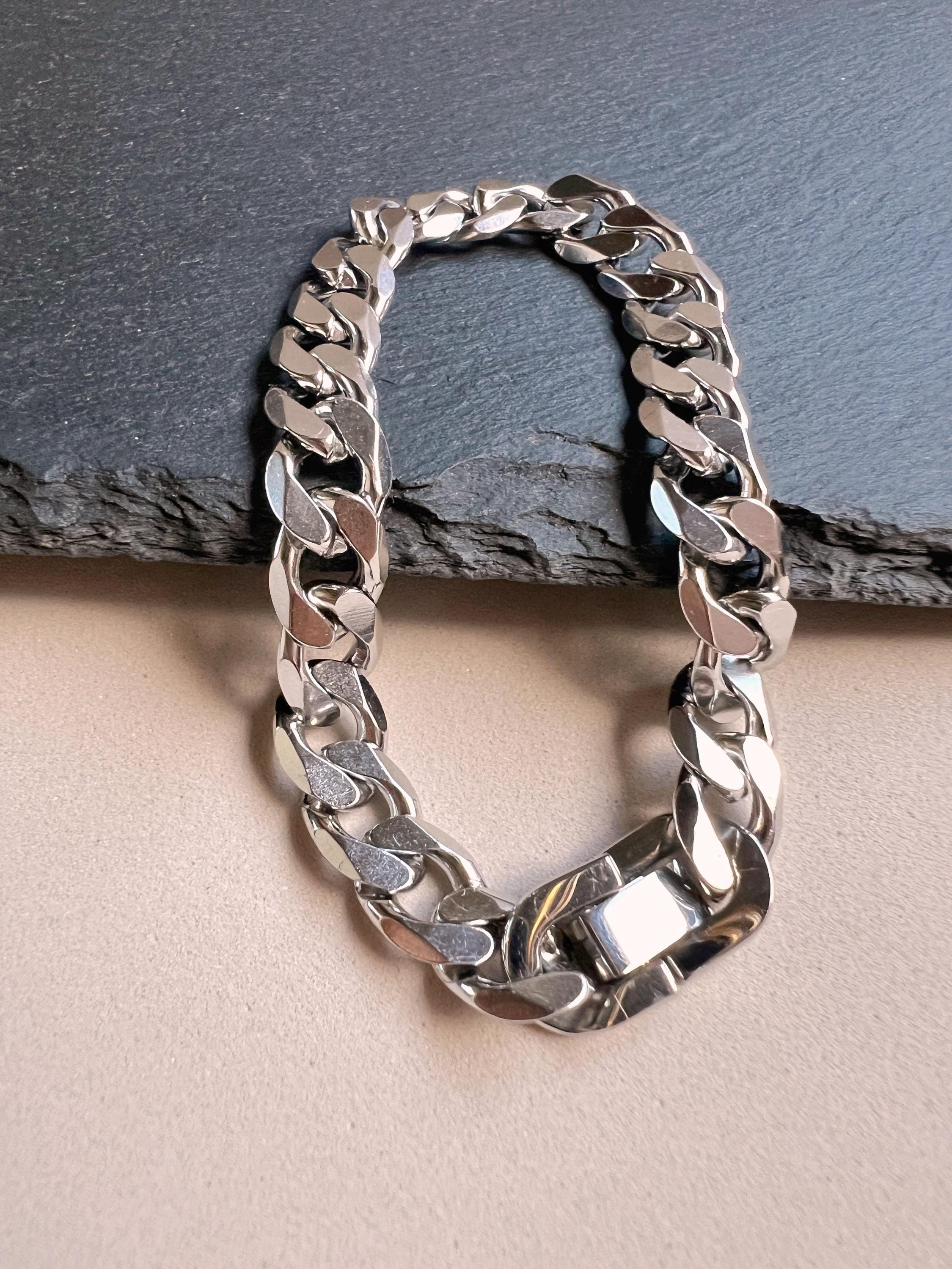 SULIUDAJI Bracciale Cubano In Acciaio Inox Per Uomo E Donna, Braccialetto Catena Cubana, Lunghezza 21 Cm, Larghezza 10 Mm