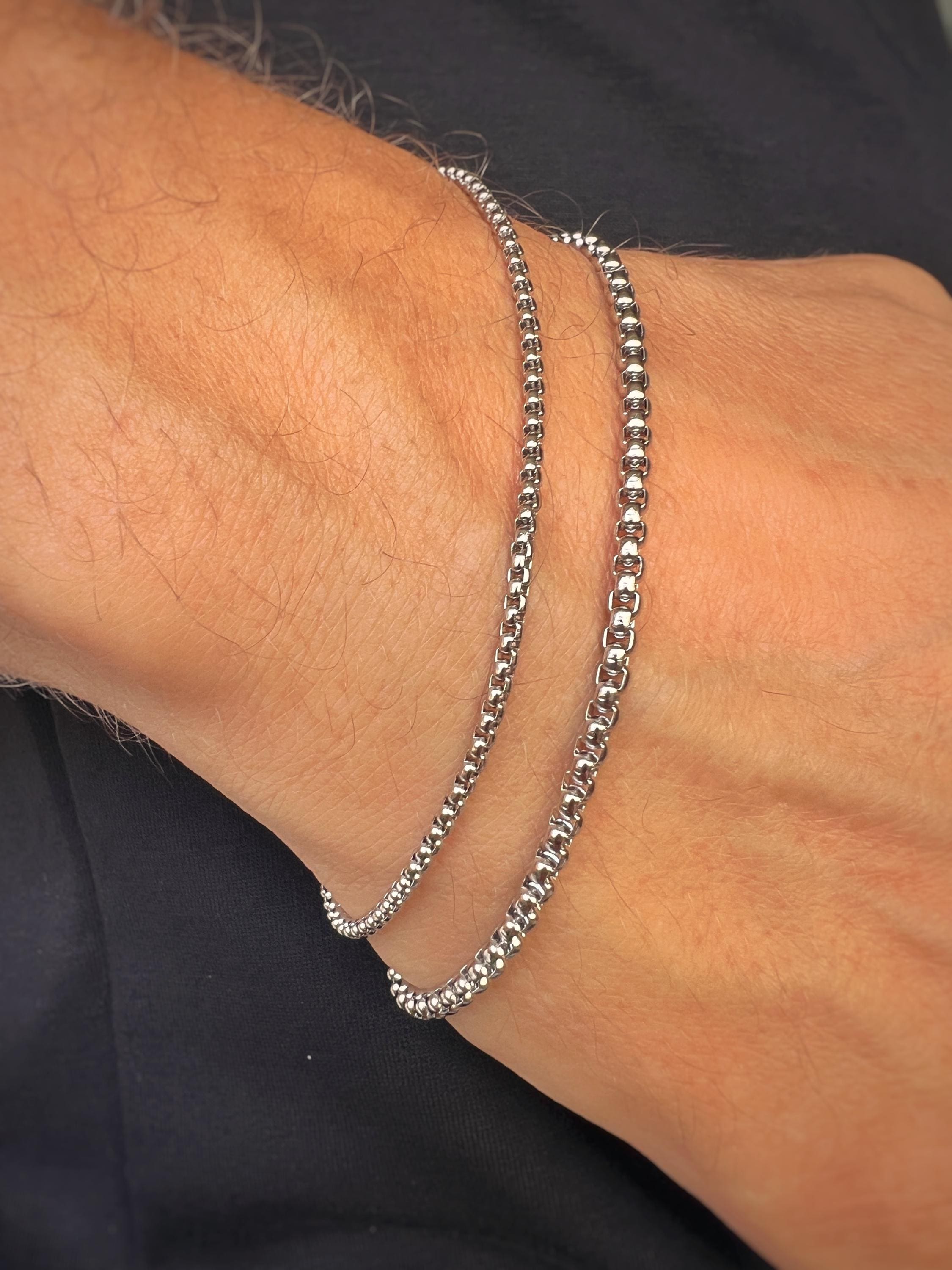 Silver Chain Bracelet Durable Men's Jewelry