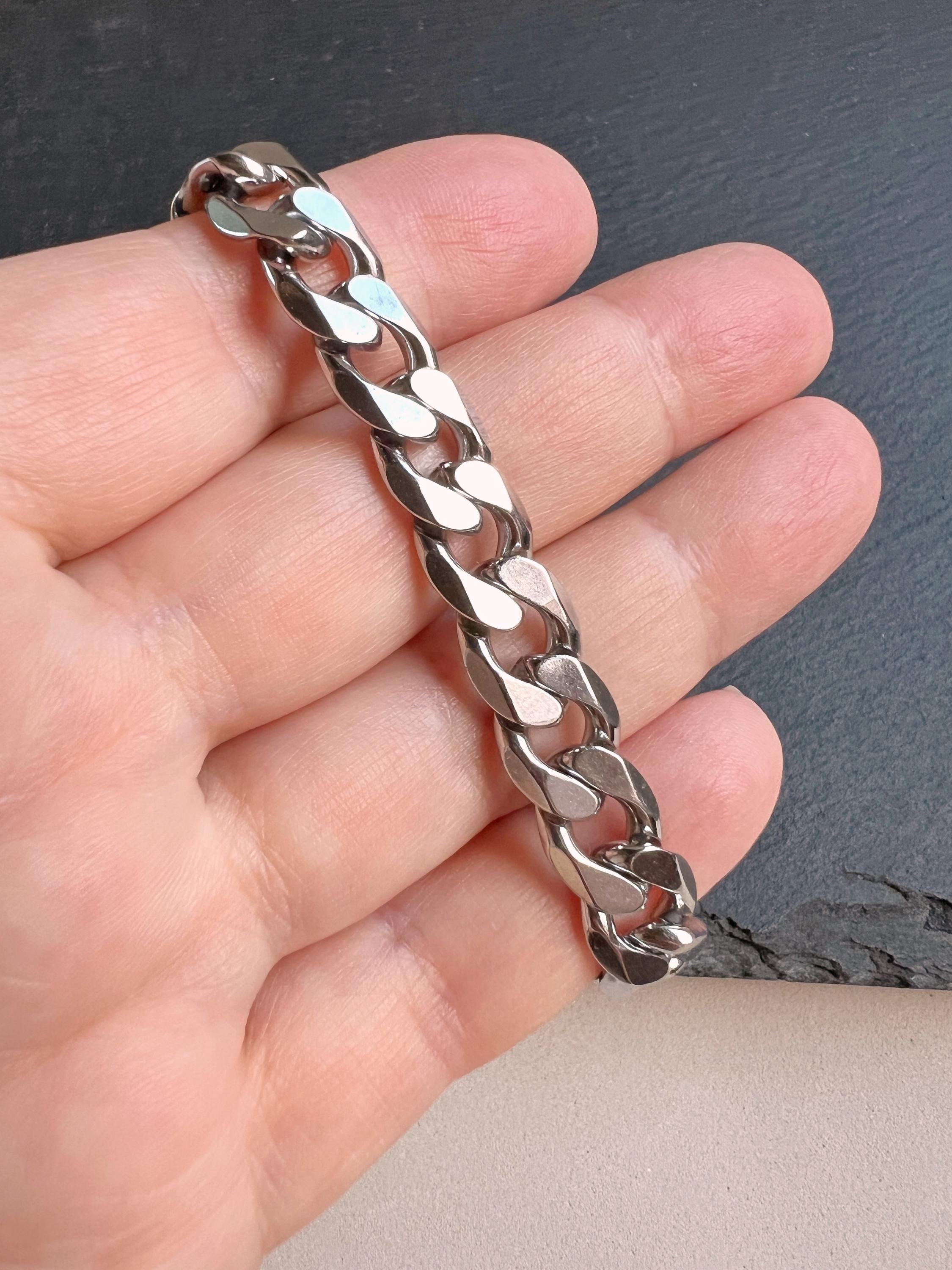 Bracciale Uomo In Argento Bracciali A Catena Cubana In Acciaio Inossidabile Da Uomo Grosso 845370 - Foto 3