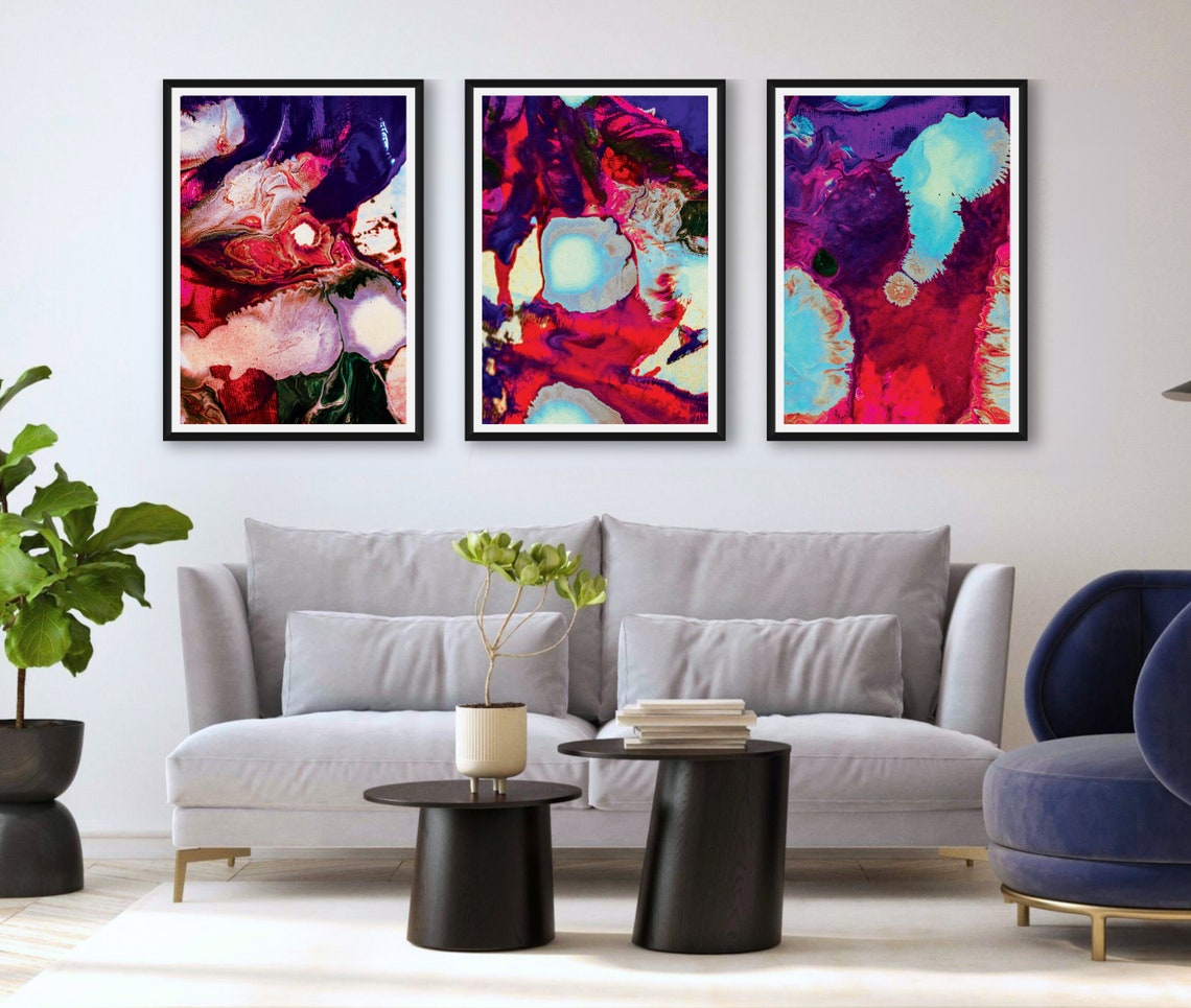 Abstract Prints Set Modern Colorful Art Set, Trendy Abstract Set of 3 ...