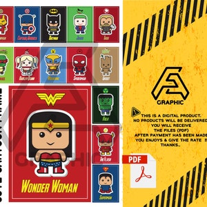 Set 14 Superhero Download Print, Digital Superhero Poster, Printable Superhero Art for Nursery