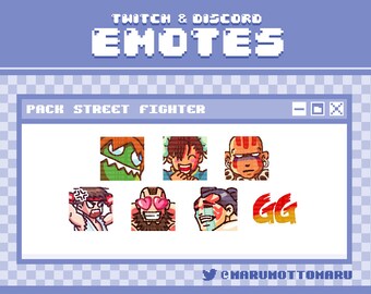 12 Ryu from Street Fighter Emotes for Twitch Streamers, Discord,  -  Cute - Anime - Chibi - Emote Bundle - Emote Pack