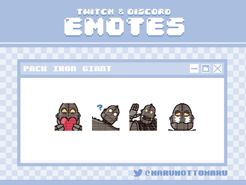 Minipack Emotes Twitch / Discord the Iron Giant PIXEL ART Etsy
