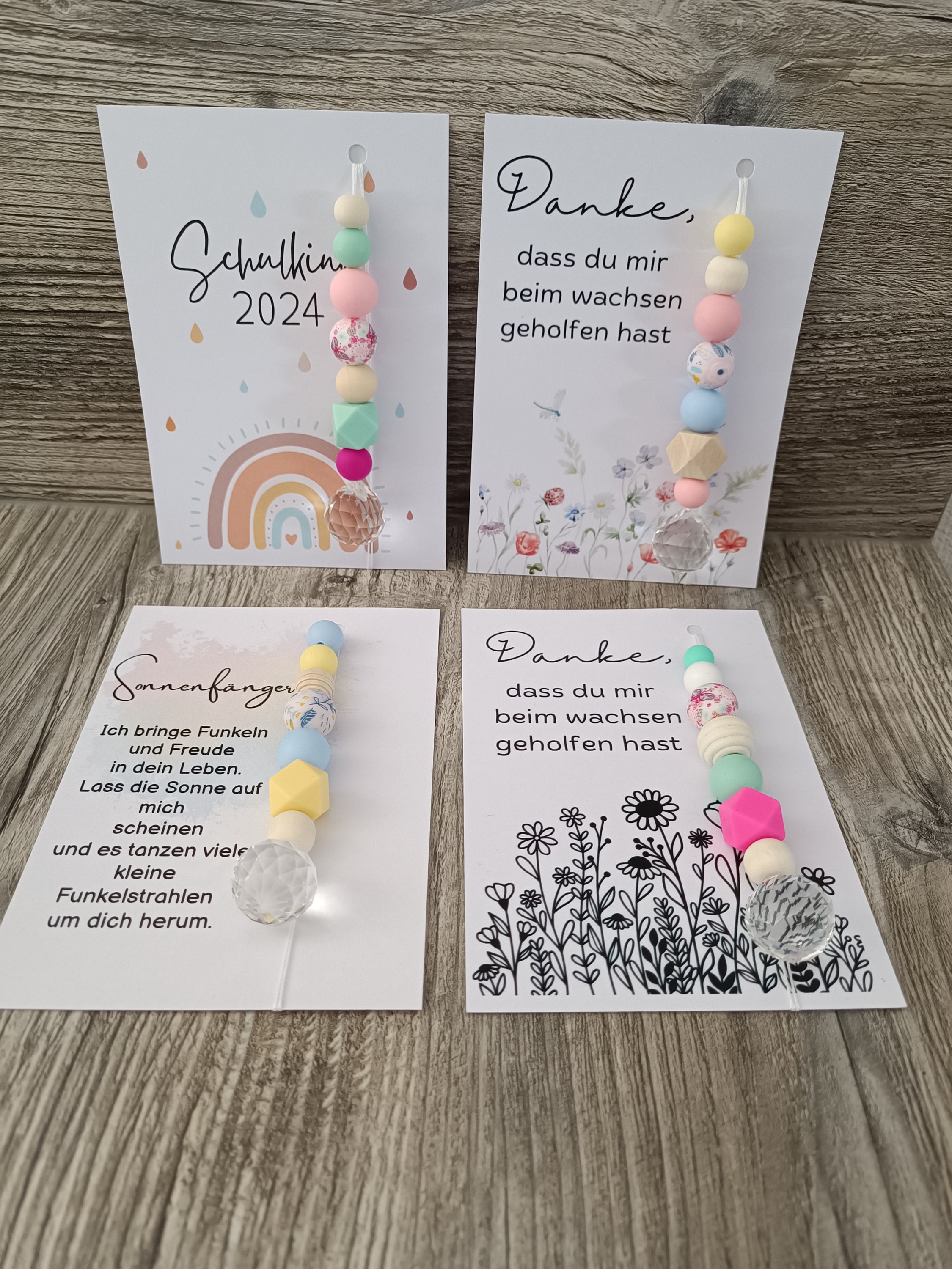 KY&BOSAM Schmetterlings-Sonnenfänger „I Love You Nana“ – Buntglas Mit Echten Blumen, 12 X 11 Cm