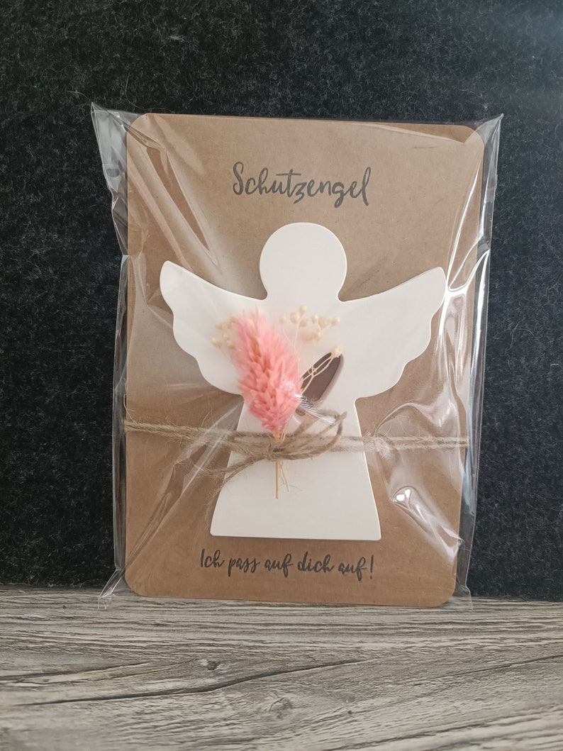 Guardian angel, lucky charm from Keraflott guardian angel gift, souvenir rosa,verpackt Folie