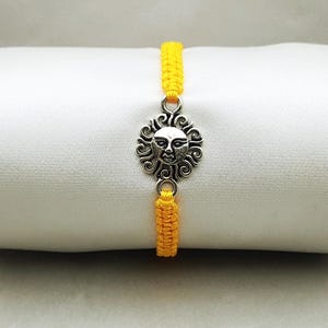 Sun Charm Macrame Bracelet, Fully Adjustable Closure, Friendship Gift, Knotted Unisex Handmade Jewelry, Men&#39;s and Women&#39;s Braided Gift.