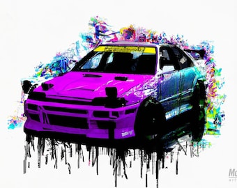 JDM Tuner Toyota Trueno AE86 Gloss Poster | Retro Graffiti Racing Art Print