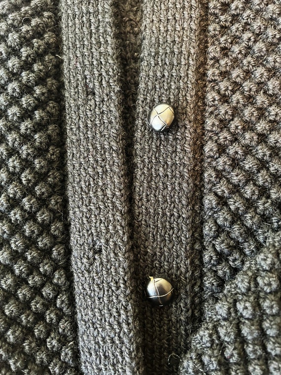Black Hand- Knit Wool Cardigan - image 2
