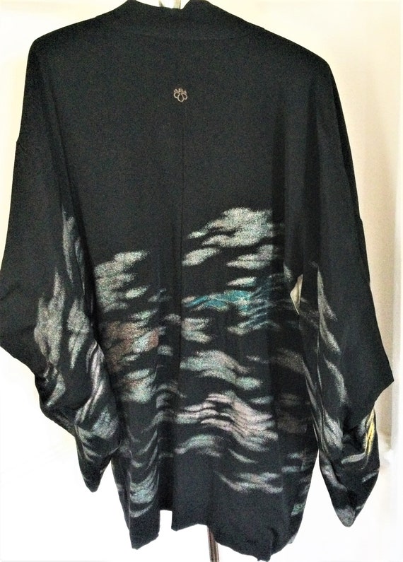 Hand Painted Black Silk Kimono