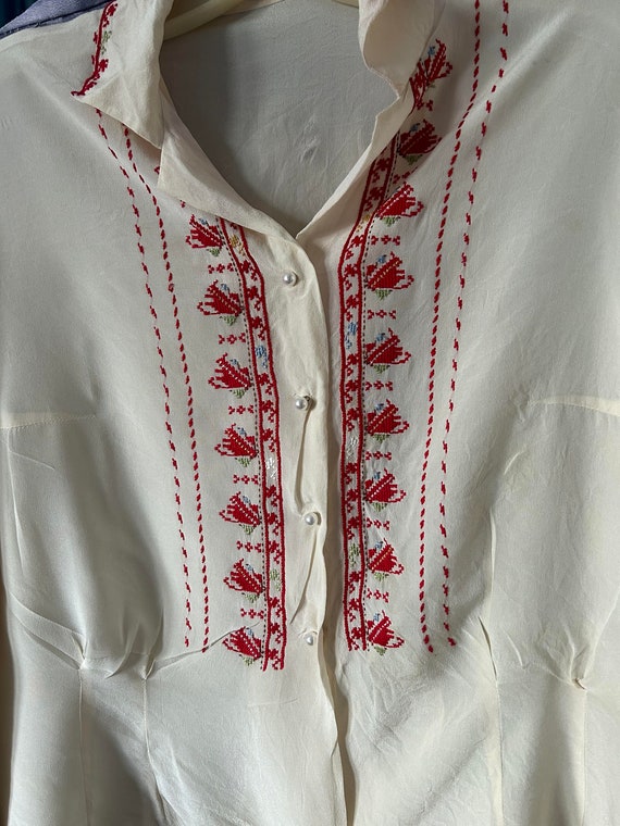 Sweet 1940's embroidered blouse -Vintage - image 1