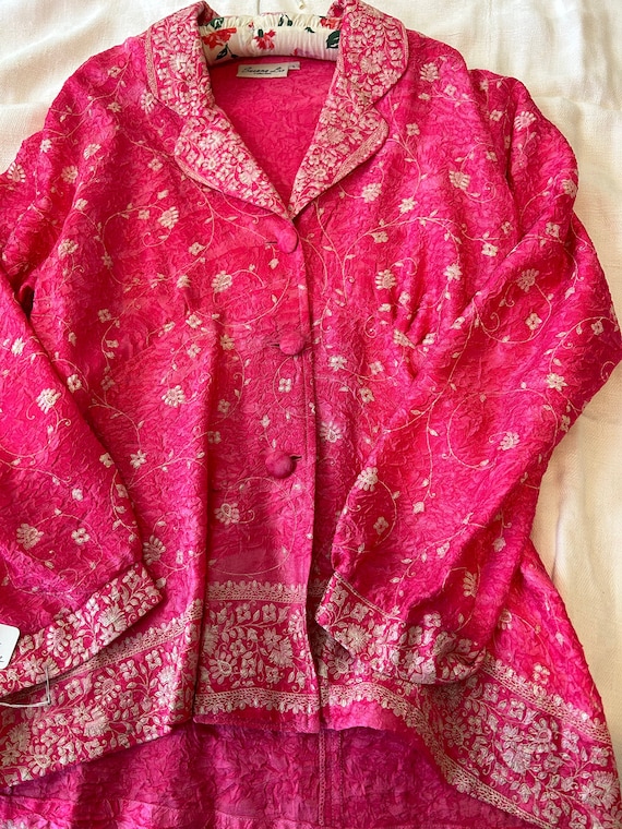 Hot Pink Embroidered Indian Silk blouse