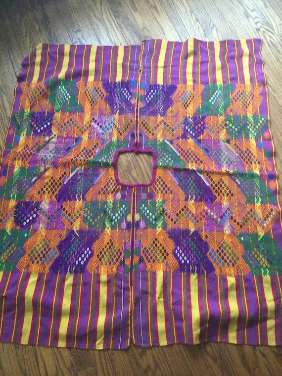 Purple and Yellow Cotton Huipil