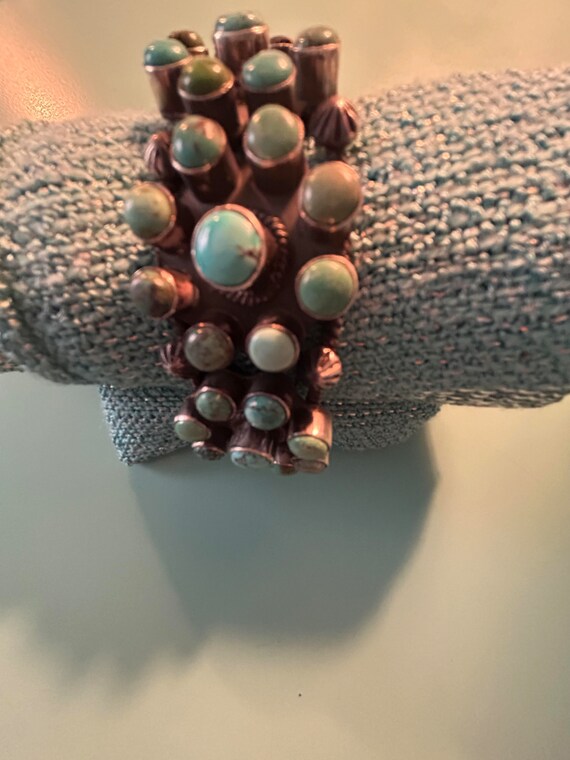 Spectacular Turquoise and Silver Cuff