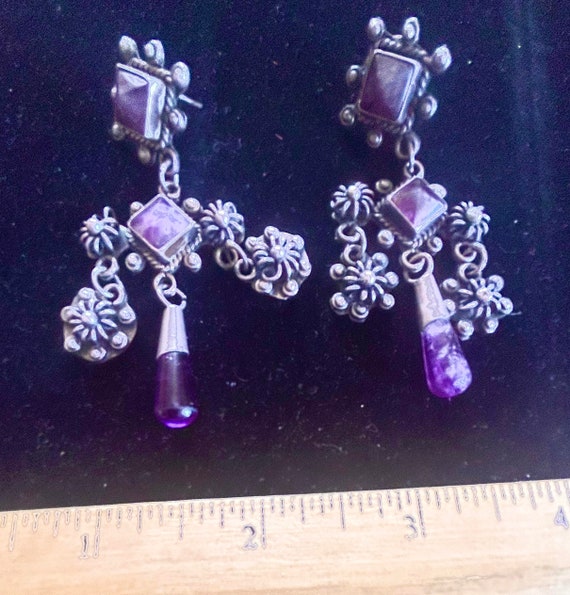 Mexican Silver and Amethyst Earrings