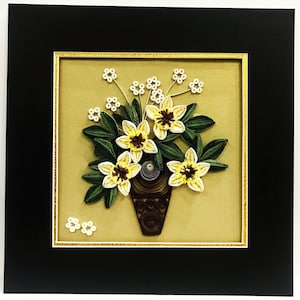 Quilled Flower Wall Art – Handmade Paper Flower Vase – 3D Quilling Décor – Gift for Mom or Home Office
