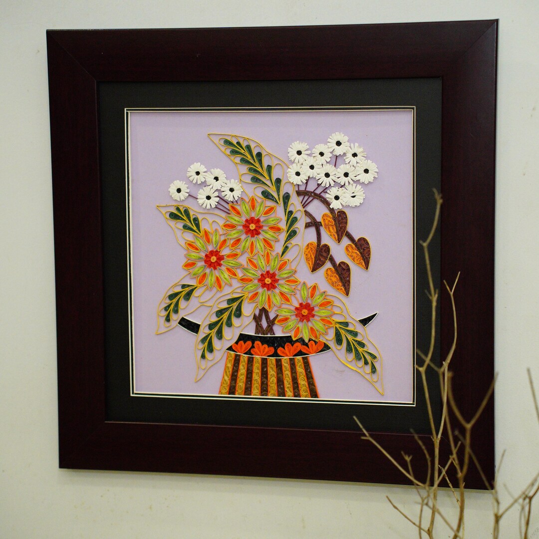 Quilling Flower Wall Art – Handmade 3D Paper Floral Decor, 15.7in ...