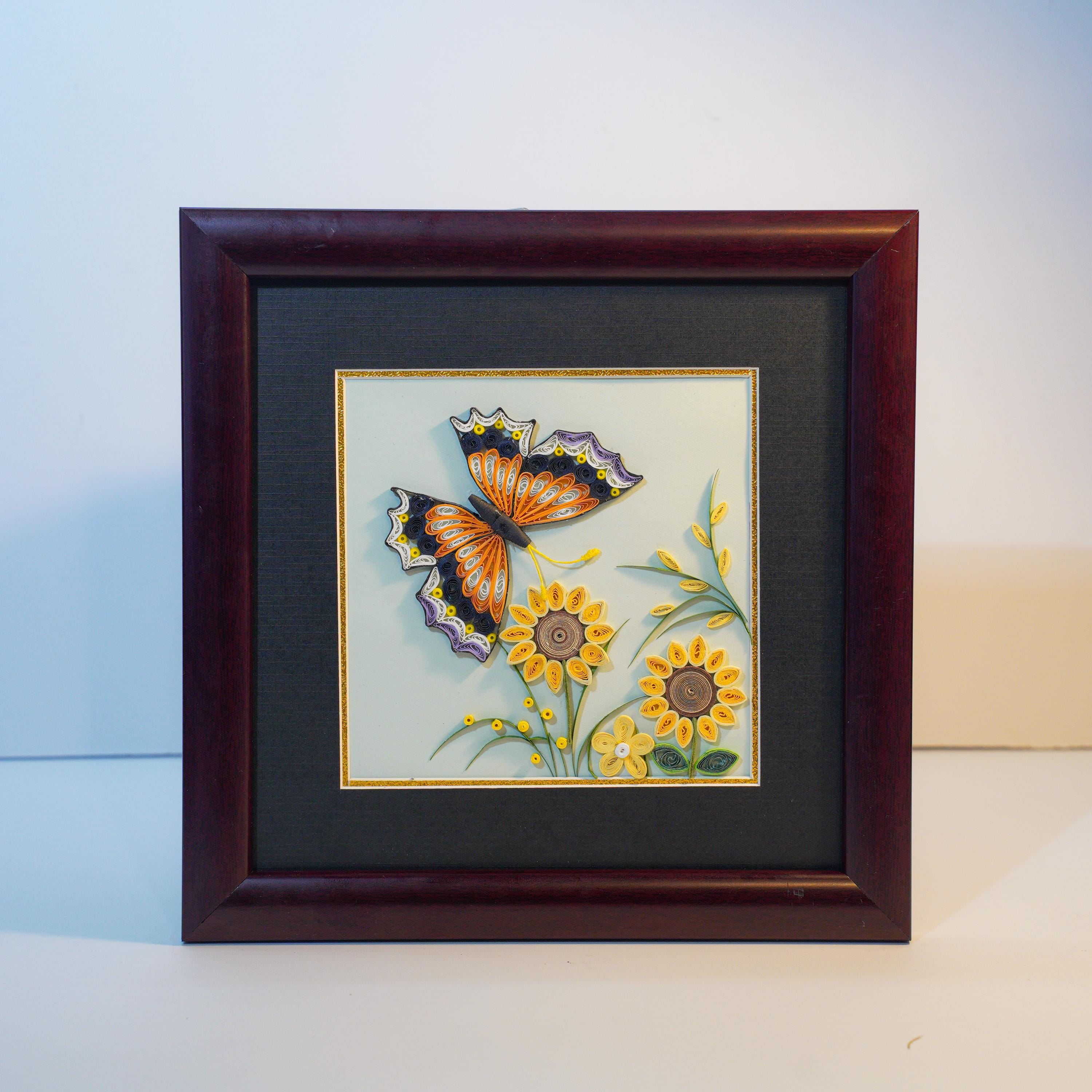 Handmade Quilling Butterfly & Flower Wall Art - Framed Paper Decor - Etsy