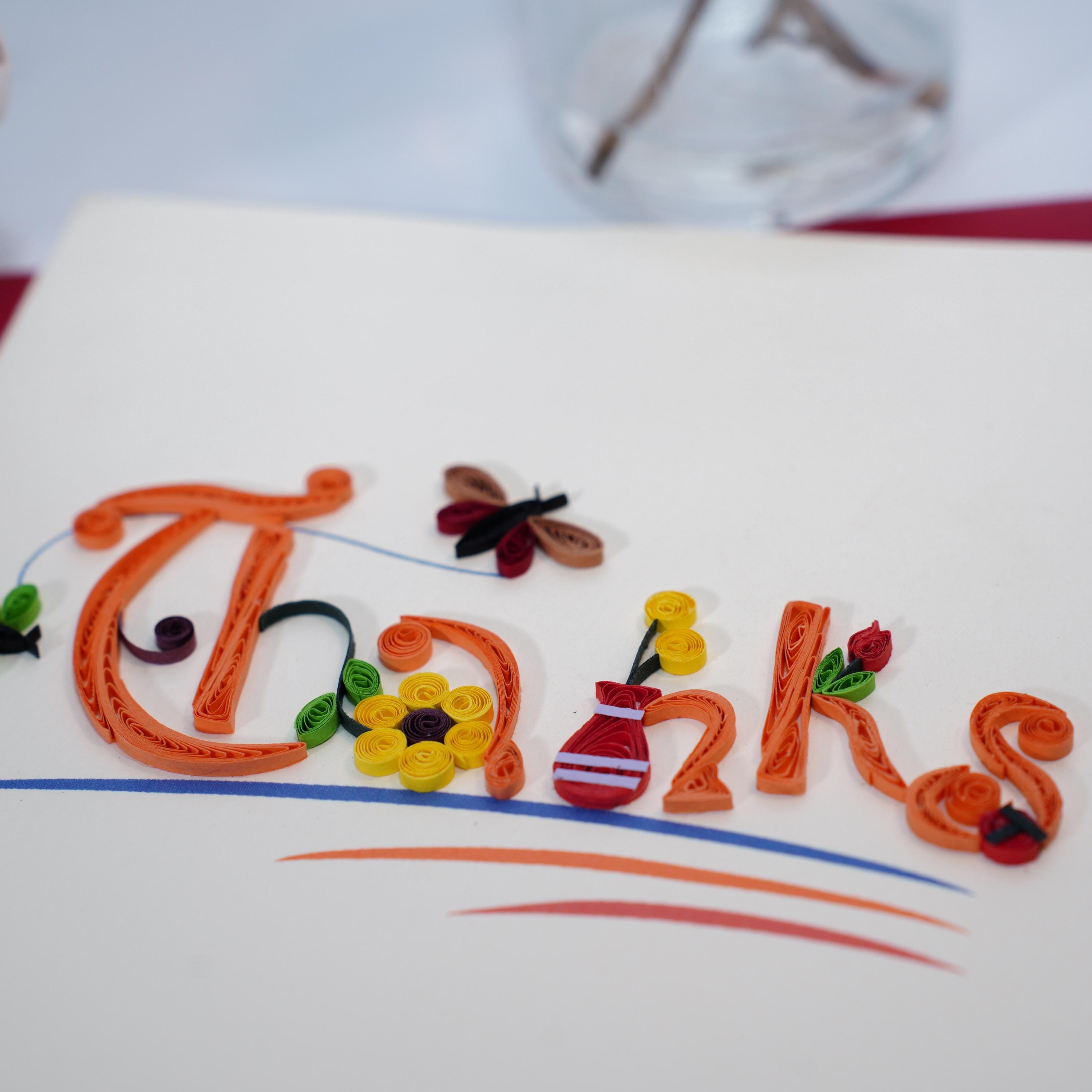 Thank You Card - Handmade Quilled Paper Greeting Card 15x15cm - Etsy