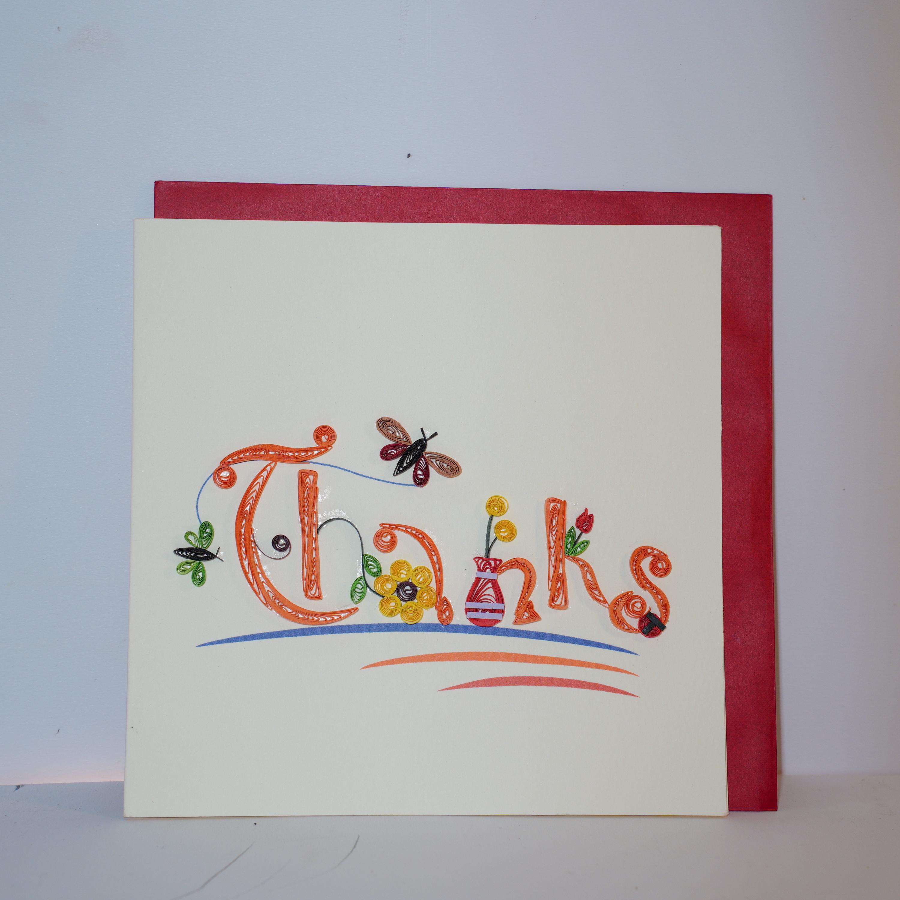 Thank You Card - Handmade Quilled Paper Greeting Card 15x15cm - Etsy