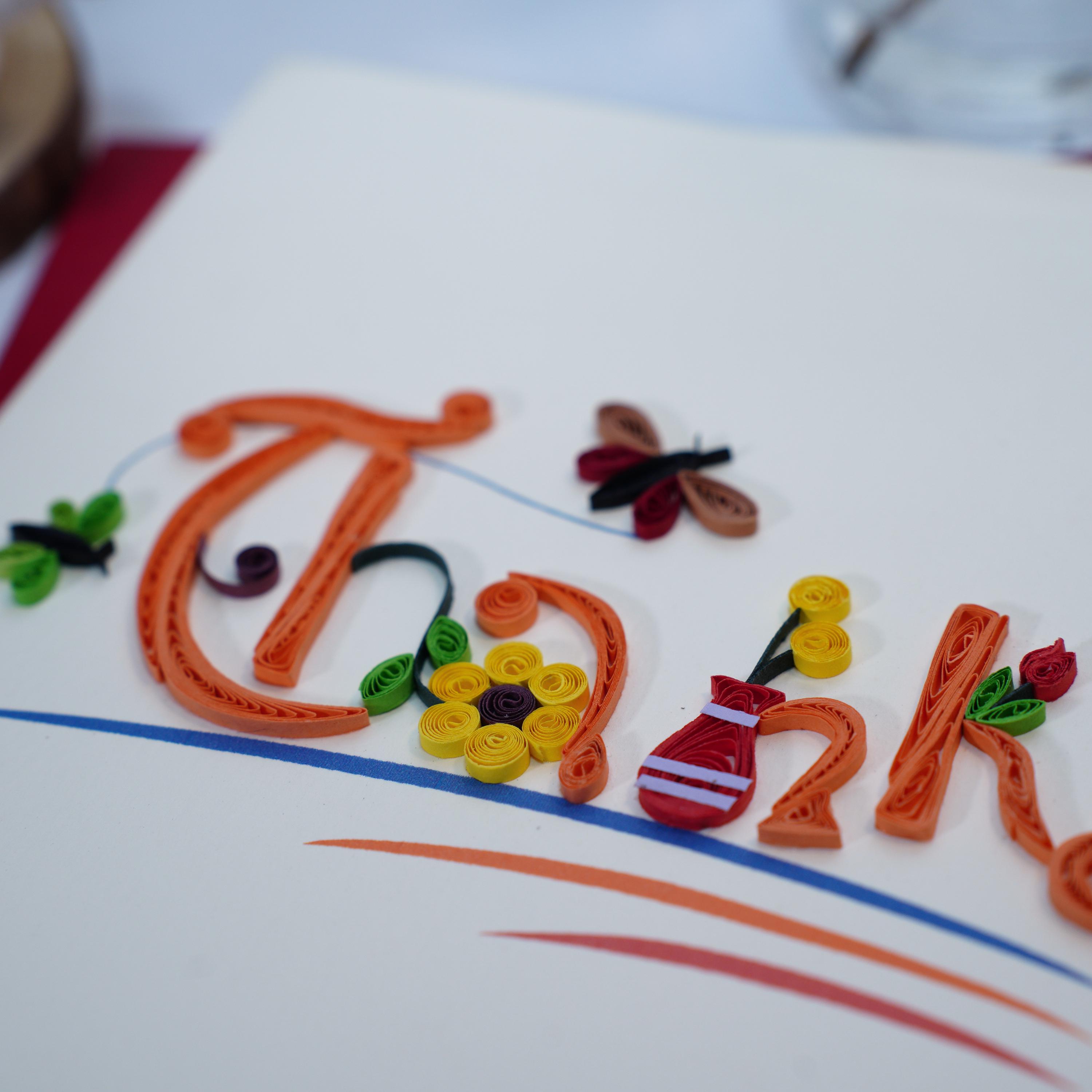 Thank You Card - Handmade Quilled Paper Greeting Card 15x15cm - Etsy