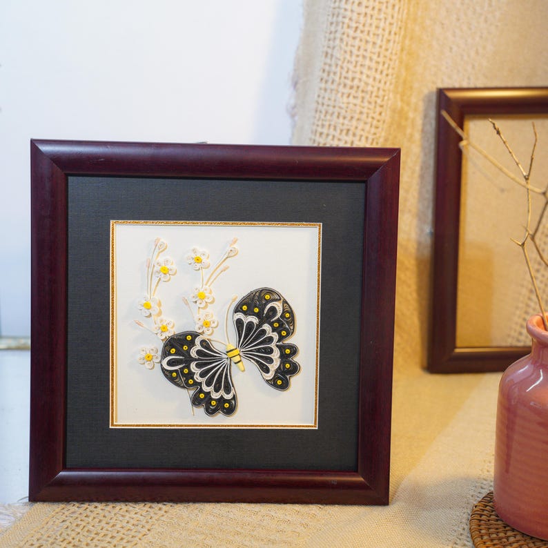 Quilling Butterfly Wall Art – Handmade 3D Paper Floral Artwork, Framed ...