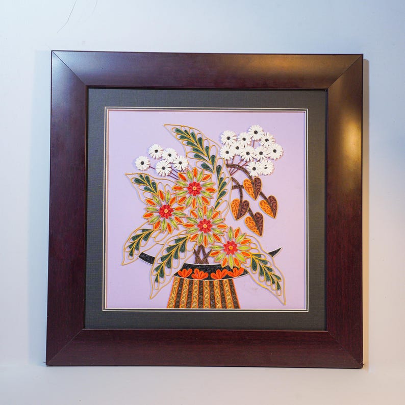 Quilling Flower Wall Art – Handmade 3D Paper Floral Decor, 15.7in ...