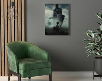 Boy & Giant Stretched Canvas Print, Cotton, Wooden Frame