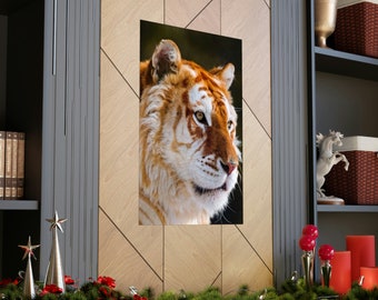 Albino Tiger Art Print, Fine Art Matte Vertical Poster