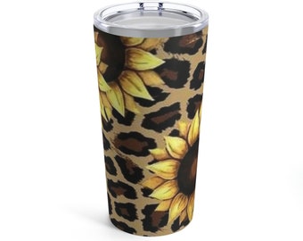Sunflower Leopard Print Tumbler - Stainless Steel 20oz