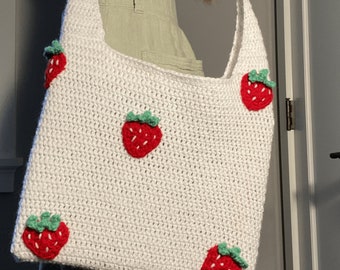 Crochet Strawberry Tote Bag