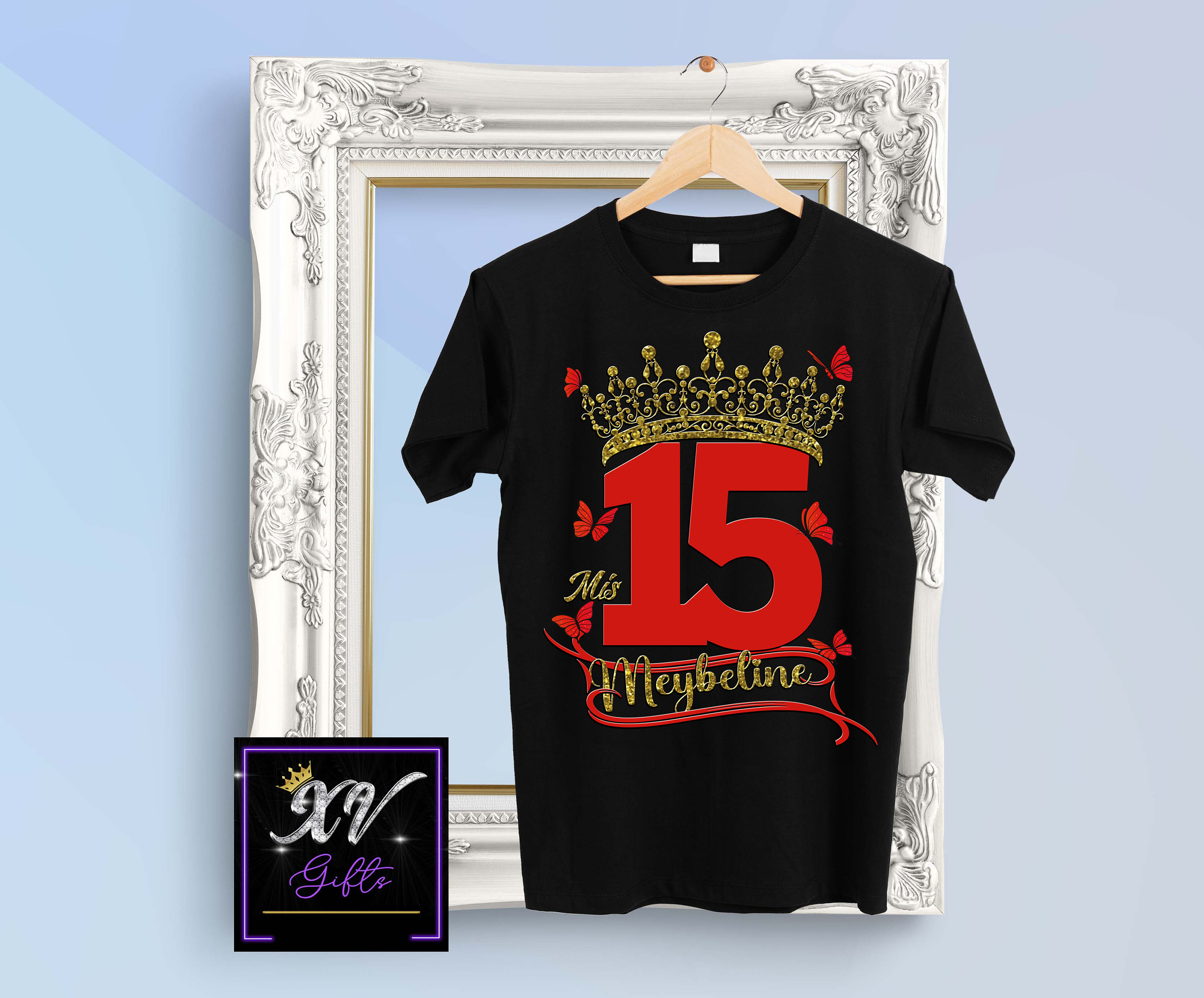 Salsation®︎ Y15 V-Tshirt High Quality Shirts | Mis Quince Shirt | Red 15 | Golden Crown