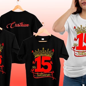 Mis quince Shirt | Red 15 | Golden crown | Birthday Gift | Quinceanera Gift | Mis XV | High Quality Shirts