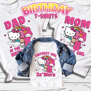 Camiseta de cumpleaños familiar / Camiseta de celebración familiar de Hello Cat / Camiseta de cumpleaños personalizada / Camiseta de fiesta de cumpleaños / Camisetas de cumpleaños.