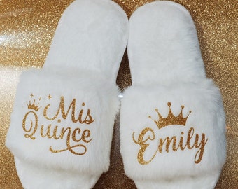 Quinceañera slippers, Robe with slippers, Quince Gifts, Personalized free, Quinceanera Gift, XV Años regalo