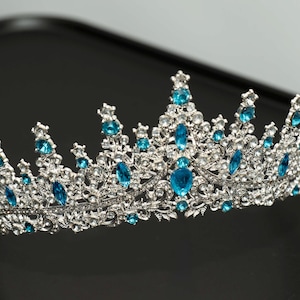 Corona Quinceanera | blue | Crown blue Bridal Tiara | Quinceanera Crown | blue and silver Tiara |  Jewelry | Quinceanera gift