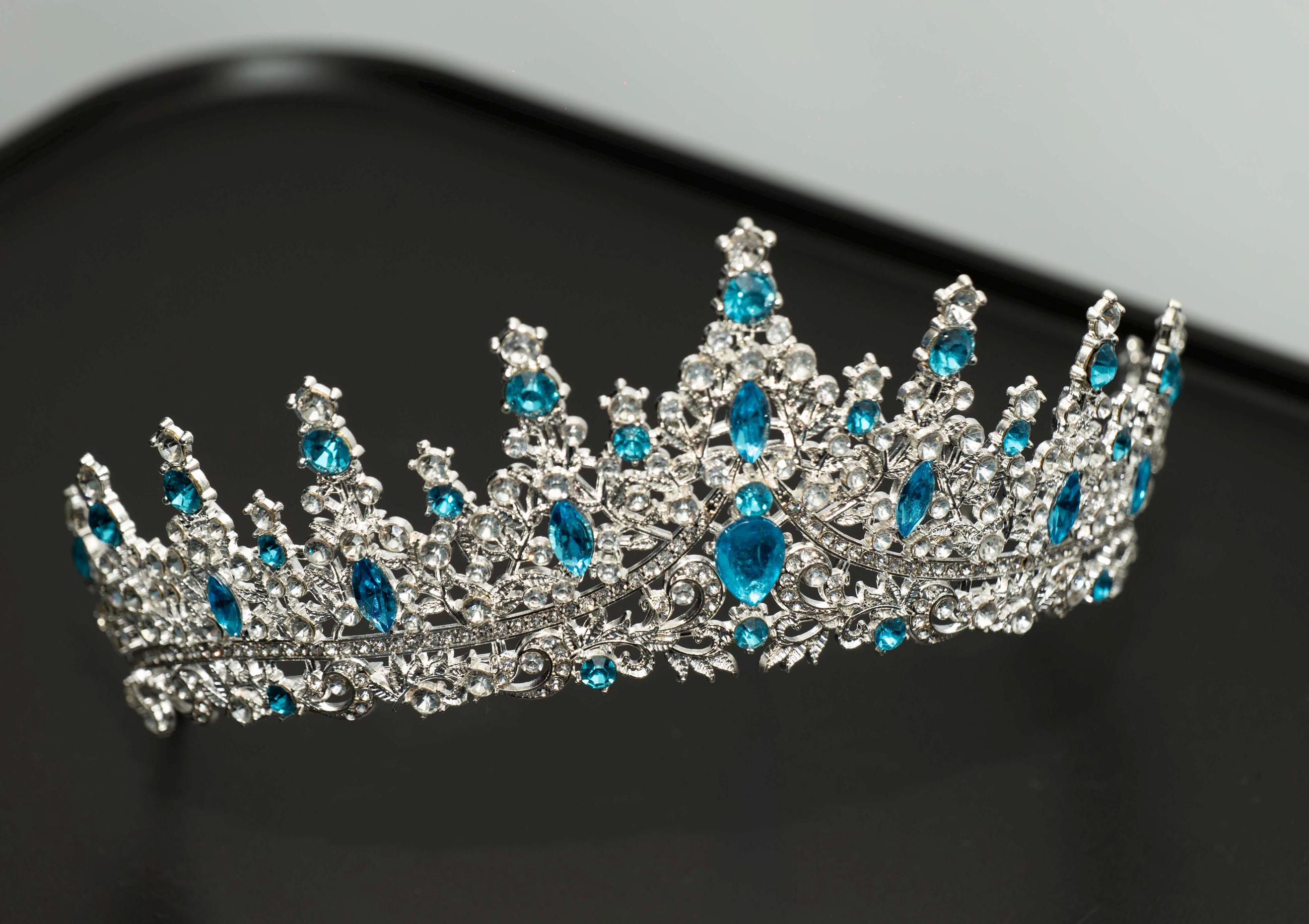 Corona Quinceanera | blue | Crown blue Bridal Tiara | Quinceanera Crown | blue and silver Tiara |  Jewelry | Quinceanera gift
