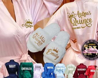 Robe pink | Quinceañera slippers, Robewith slippers, Quince Gifts, Personalized free, Quinceanera Gift, XV Años regalo