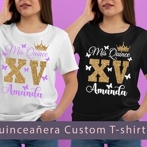 Mis quince Shirts with butterflies | Quince custom tees | FREE personalization, quince squad tees,quinceañera gift,|squad t-shirt.