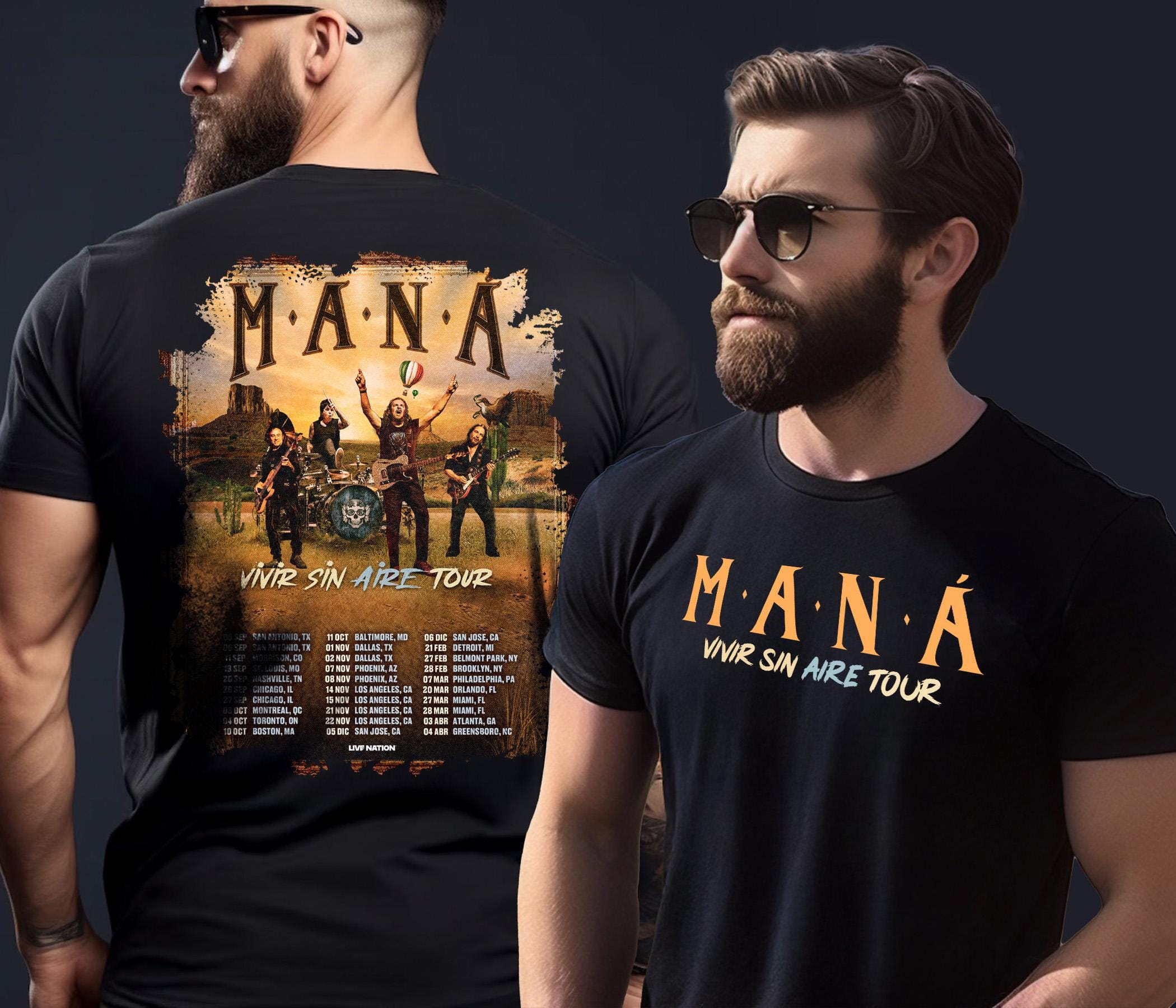 Comfort Colors Maná 2025 Tour T-shirt: Latin Rock Band Tee - Etsy