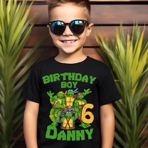 Custom Turtles Family Birthday Shirt, Green Turtles Shirts, Turtles Anime Birthday Boy T-Shirt, Green Turtles Family Matching Tee