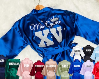 Mis Quince Años Satin Robes, Personalized Robes, Quinceañera gift, birthday gift, custom Name