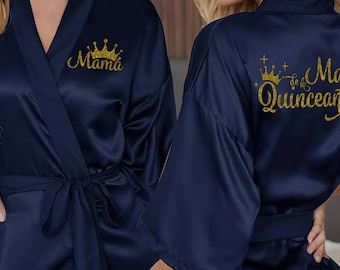 Mamá de la Quinceañera Robe, Mis XV Robe, Quince Gifts, Navy Blue Quinceañera Robe