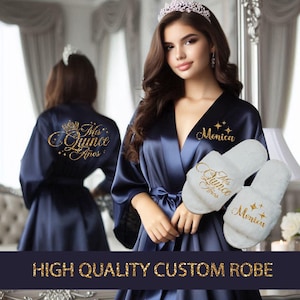 Robe Navy,Pink,Roya, & mehr | Quinceaño Hausschuhe, Robewith Hausschuhe, Quince Geschenke, personalisiert frei, Quinceanera Geschenk, XV Años regalo