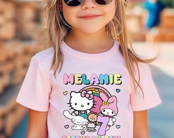 Kawaii födelsedagsflicka-t-shirt, Kawaii katt-födelsedagsfest-tröja, Födelsedagsflicka-familjetröjor, Födelsedagskatt-t-shirt, Alla storlekar