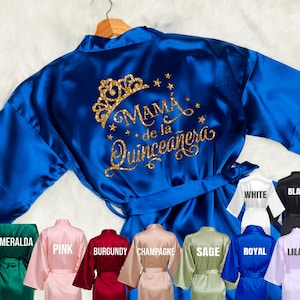 Mamá de la Quinceañera Satin Robe: Mis 15 Gift