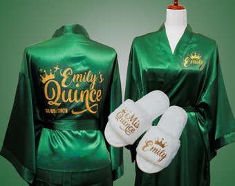 Toga Quinceañera, con pantuflas, Quince Gifts, Verde Esmeralda