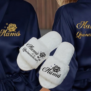 Bata Personalizada color Navy | Robe Mamá de la Quinceañera | Mamá de la Quinceañera Robe | quinceañera gift | Regalo de Quinceañera