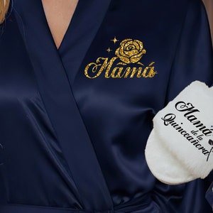 Bata color Navy / Mamá de la Quinceañera / Mamá de la Quinceañera Robe / regalo quinceañera / Regalo de Quinceañera