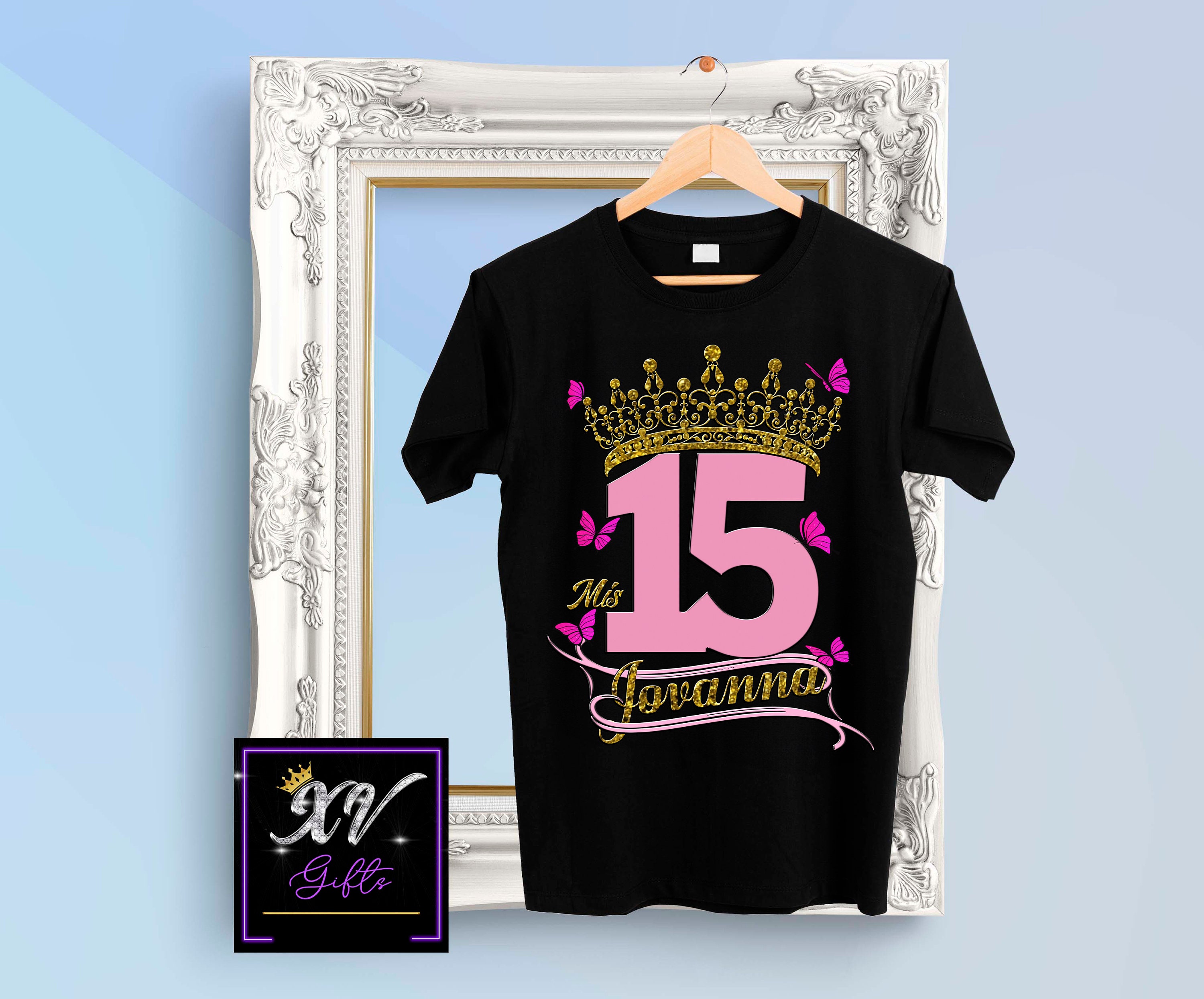 Mis 15 T Shirt | Design LIGHT PINK and Gold | Mis Quince 15 T