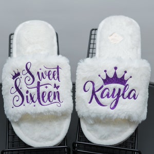 Sweet Sixteen slippers | Personalized free, Quinceanera Gift, sweet sixteen gifts, birthday girl gift